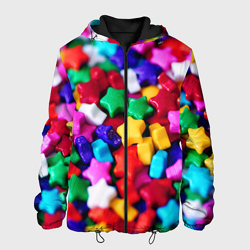 Мужская куртка Разноцветные звездочки звезды / 3D-Черный – фото 1