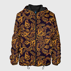 Куртка с капюшоном мужская Лето золото цветы узор, цвет: 3D-черный