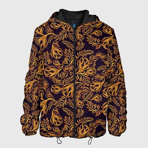 Мужская куртка Лето золото цветы узор / 3D-Черный – фото 1