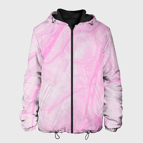 Мужская куртка Розовые разводы краска зефир / 3D-Черный – фото 1