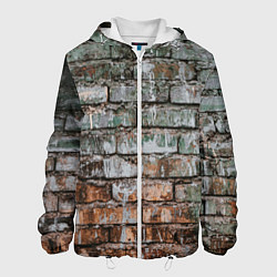 Куртка с капюшоном мужская Кирпичная стена потеки краска, цвет: 3D-белый