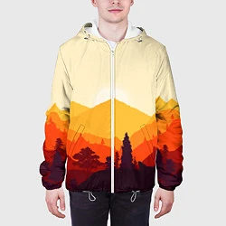 Куртка с капюшоном мужская Горы закат пейзаж лиса арт, цвет: 3D-белый — фото 2