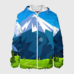 Куртка с капюшоном мужская Горы пейзаж природа вектор, цвет: 3D-белый