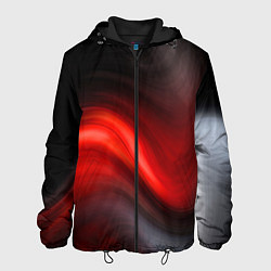 Куртка с капюшоном мужская BLACK RED WAVES АБСТРАКЦИЯ, цвет: 3D-черный