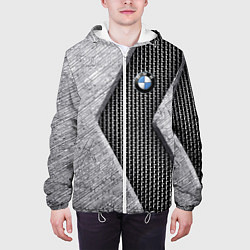 Куртка с капюшоном мужская BMW - emblem - metal - texture, цвет: 3D-белый — фото 2