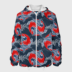 Куртка с капюшоном мужская Japanese carp, цвет: 3D-белый