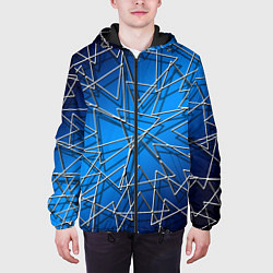 Куртка с капюшоном мужская Треугольники, цвет: 3D-черный — фото 2