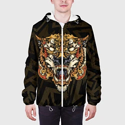 Куртка с капюшоном мужская Тигровый стимпанк Tiger, цвет: 3D-белый — фото 2