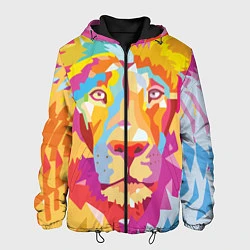 Куртка с капюшоном мужская Акварельный лев, цвет: 3D-черный