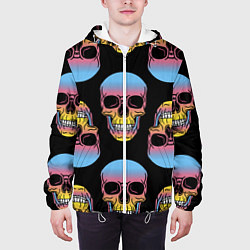 Куртка с капюшоном мужская Neon skull!, цвет: 3D-белый — фото 2