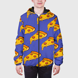 Куртка с капюшоном мужская Кусочки пиццы, цвет: 3D-черный — фото 2