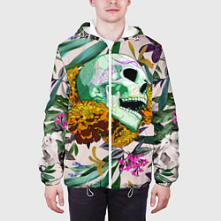 Куртка с капюшоном мужская Череп в цветах, цвет: 3D-белый — фото 2