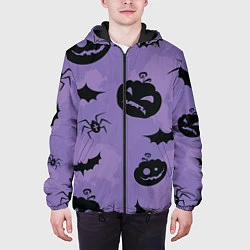 Куртка с капюшоном мужская Фиолетовый хэллоуин, цвет: 3D-черный — фото 2