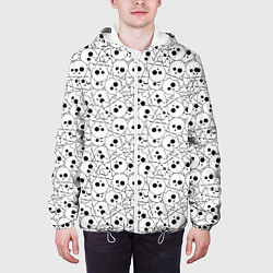 Куртка с капюшоном мужская Черепа черно-белые, цвет: 3D-белый — фото 2