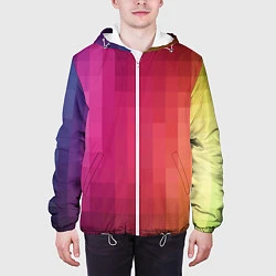 Куртка с капюшоном мужская Геометрия неоновая, цвет: 3D-белый — фото 2