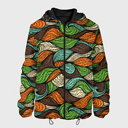 Куртка с капюшоном мужская Абстрактные волны, цвет: 3D-черный