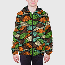 Куртка с капюшоном мужская Абстрактные волны, цвет: 3D-черный — фото 2