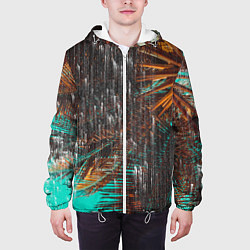 Куртка с капюшоном мужская Palm glitch art, цвет: 3D-белый — фото 2