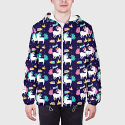 Куртка с капюшоном мужская Unicorn pattern, цвет: 3D-белый — фото 2