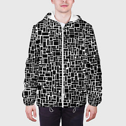 Куртка с капюшоном мужская Геометрия ЧБ Black & white, цвет: 3D-белый — фото 2