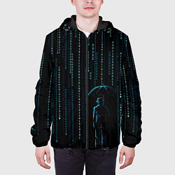 Куртка с капюшоном мужская Двоичный дождь, матрица, цвет: 3D-черный — фото 2