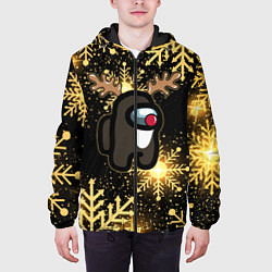 Куртка с капюшоном мужская AMONG US НОВОГОДНИЙ, цвет: 3D-черный — фото 2