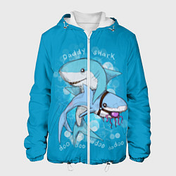 Куртка с капюшоном мужская Dady Shark, цвет: 3D-белый