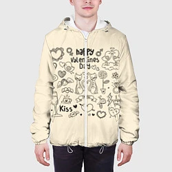 Куртка с капюшоном мужская Happy Valentines day, цвет: 3D-белый — фото 2