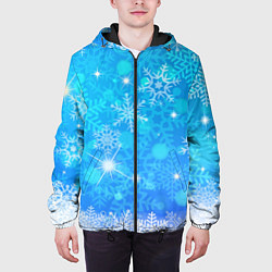 Куртка с капюшоном мужская Чудесные снежинки, цвет: 3D-черный — фото 2