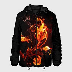 Куртка с капюшоном мужская Огненный цветок, цвет: 3D-черный