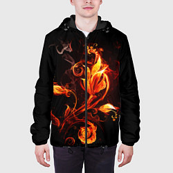 Куртка с капюшоном мужская Огненный цветок, цвет: 3D-черный — фото 2