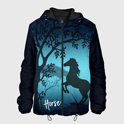Куртка с капюшоном мужская Конь, цвет: 3D-черный