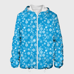 Куртка с капюшоном мужская Снежинки, цвет: 3D-белый