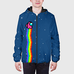 Куртка с капюшоном мужская AMONG US - NYAN CREWMATE, цвет: 3D-черный — фото 2