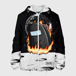 Куртка с капюшоном мужская Among Us fire, цвет: 3D-белый