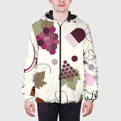 Куртка с капюшоном мужская Виноград и винишко, цвет: 3D-черный — фото 2
