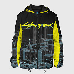 Куртка с капюшоном мужская Город CYBERPUNK 2077, цвет: 3D-черный
