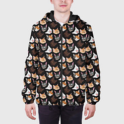 Куртка с капюшоном мужская Много котов, цвет: 3D-черный — фото 2