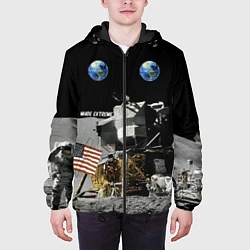 Куртка с капюшоном мужская Высадка На Луну, цвет: 3D-черный — фото 2