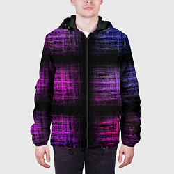 Куртка с капюшоном мужская Неоновая абстракция, цвет: 3D-черный — фото 2