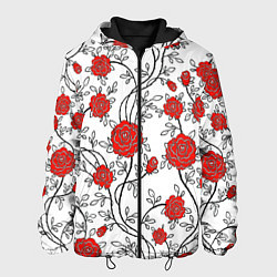Куртка с капюшоном мужская Цветы, цвет: 3D-черный