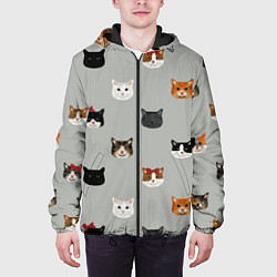 Куртка с капюшоном мужская Кошечки, цвет: 3D-черный — фото 2