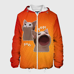 Куртка с капюшоном мужская Cat Pop Мем, цвет: 3D-белый