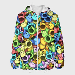 Куртка с капюшоном мужская Цветные Поп Котики, цвет: 3D-белый