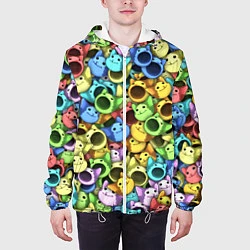 Куртка с капюшоном мужская Цветные Поп Котики, цвет: 3D-белый — фото 2