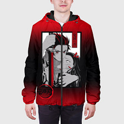 Куртка с капюшоном мужская Клинок рассекающий демонов, цвет: 3D-черный — фото 2