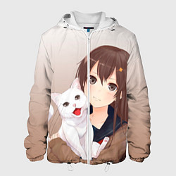 Мужская куртка Девочка и белый кот аниме