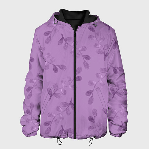 Мужская куртка Листья на фиолетовом фоне / 3D-Черный – фото 1