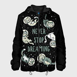 Куртка с капюшоном мужская Коты в Космосе Мечтай, цвет: 3D-черный