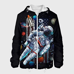 Куртка с капюшоном мужская Космическая Тема США, цвет: 3D-белый